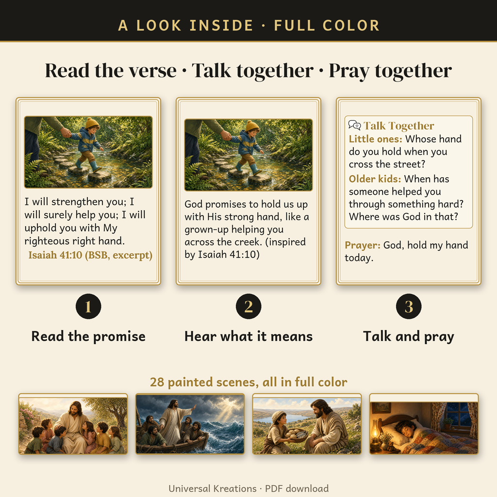 Color the Promise Read-Aloud Family Edition — look inside: full-color scenes for read the verse, talk together and pray together